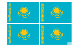 Drapeau Kazakhstan (4 fois 9.5x6.3cm) - Sticker/autocollant